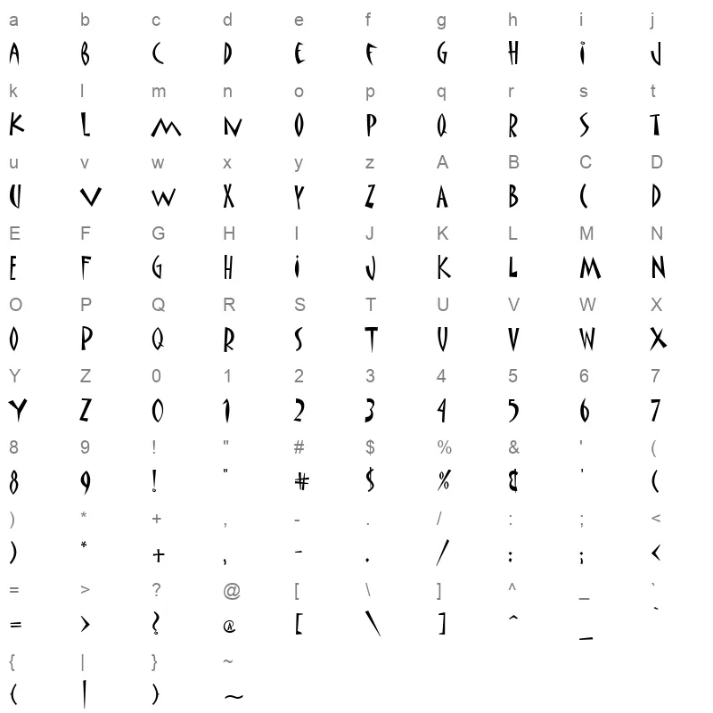 matisse Character Map