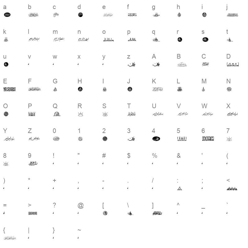 mcs basmalah normal Character Map