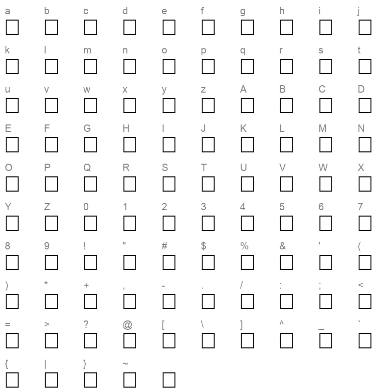 MCS Nask E U normal Character Map