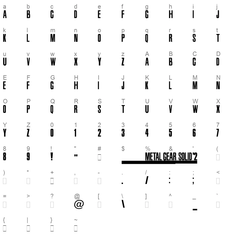 MGS2 Character Map