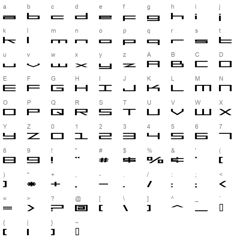 MGS2MENU Character Map
