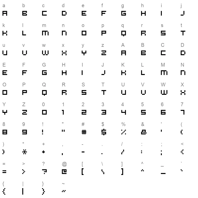 MicroN56 Character Map