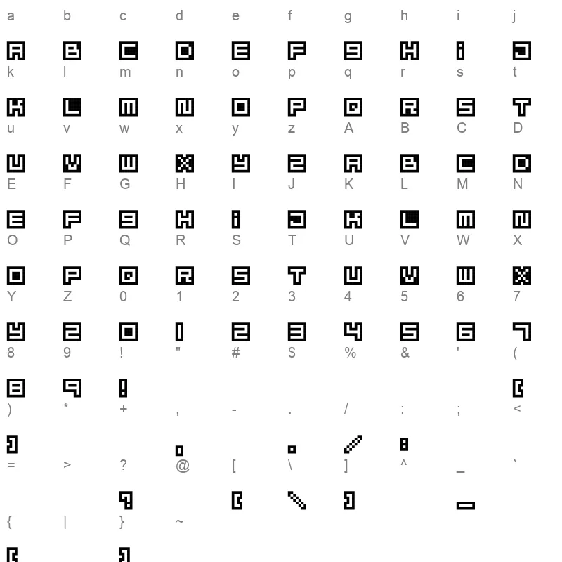 mizufalp Character Map