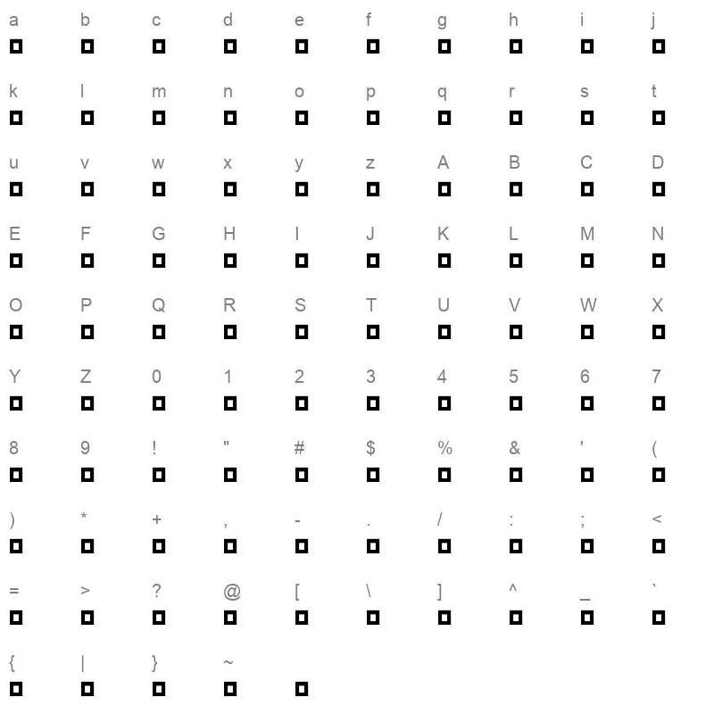 Mokhtar Bold Character Map