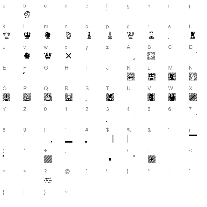 MVALFONT Character Map
