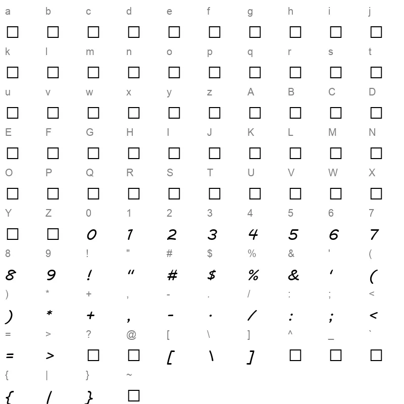 mvboli Character Map