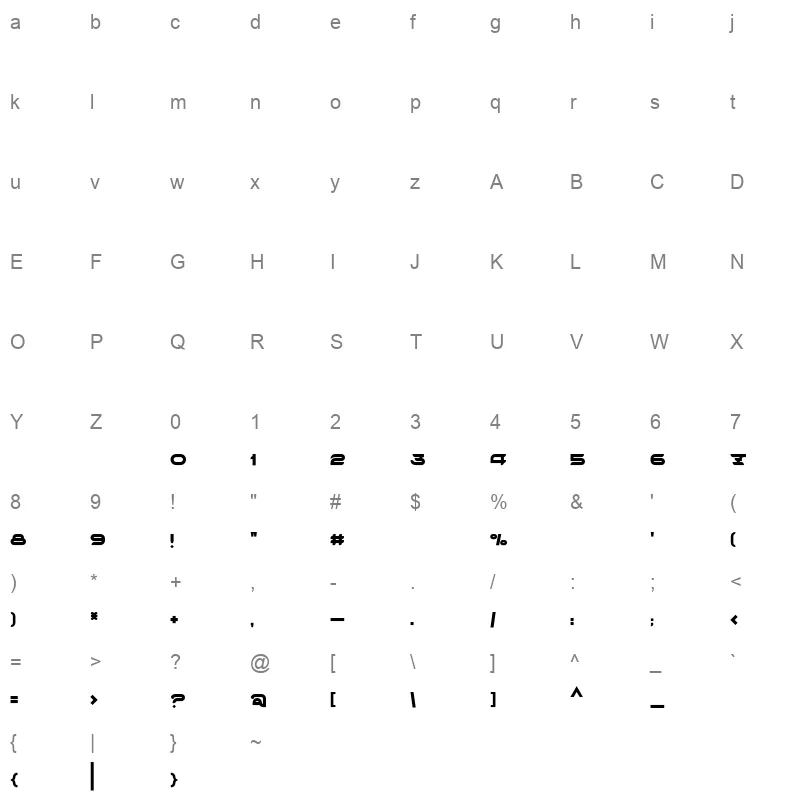 Nishan Bold Character Map