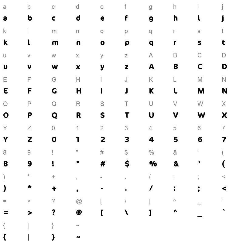NizarCoconKurdish Bold Character Map