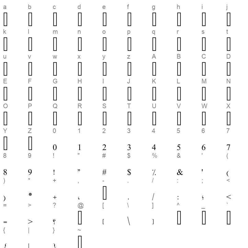 OLDANBLD Character Map