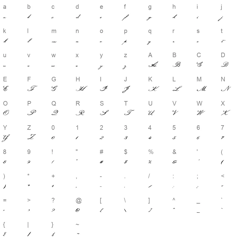 OldGlory Character Map