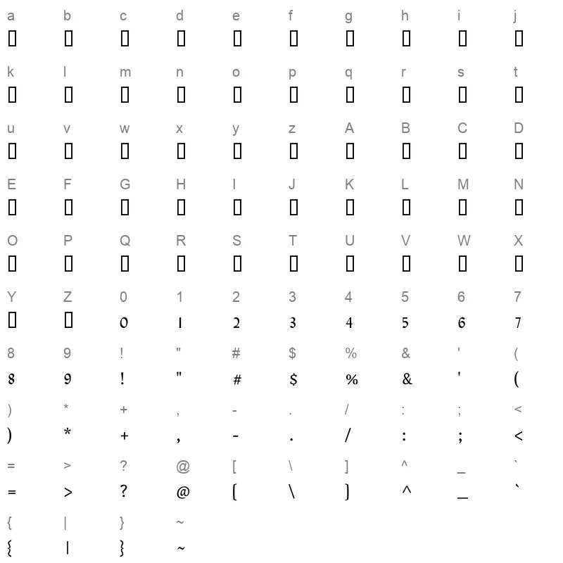 Omar Font Character Map
