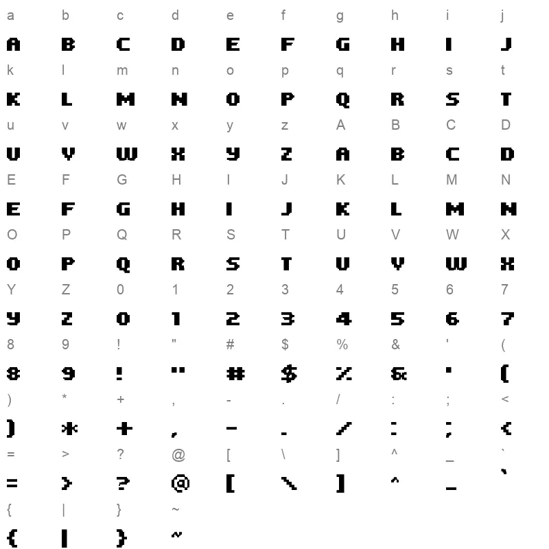 pf tempesta five condensed bold Character Map