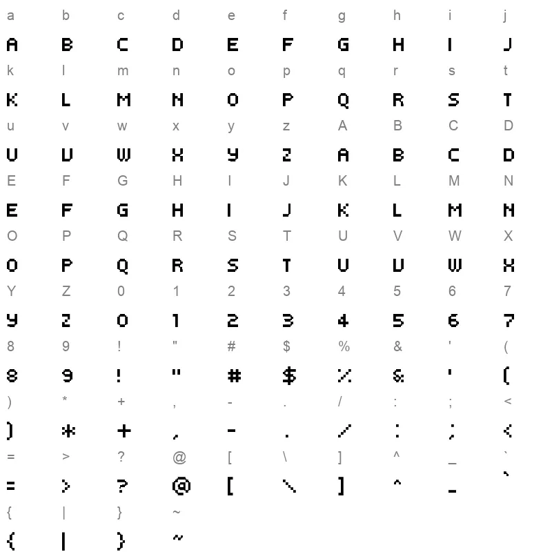 pf tempesta five condensed Character Map