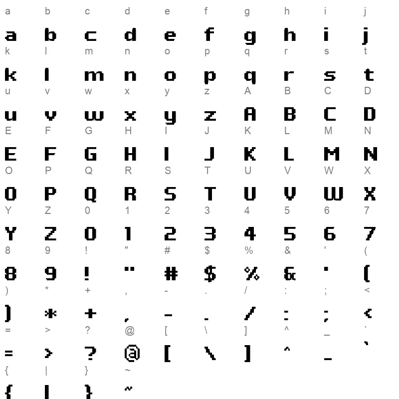 pf tempesta seven bold Character Map