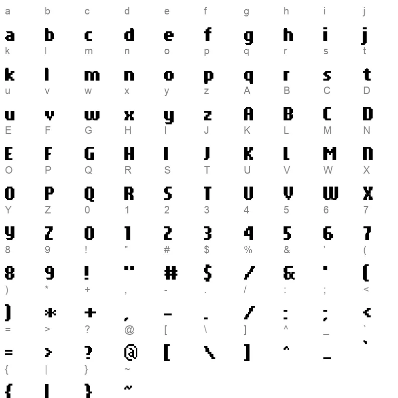 pf tempesta seven compressed bold Character Map