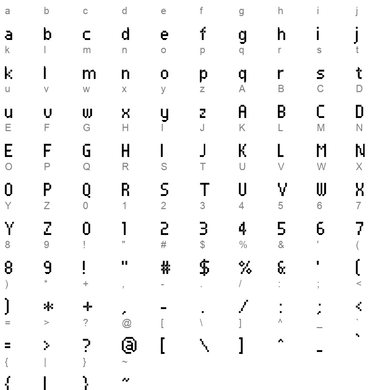 pf tempesta seven condensed Character Map