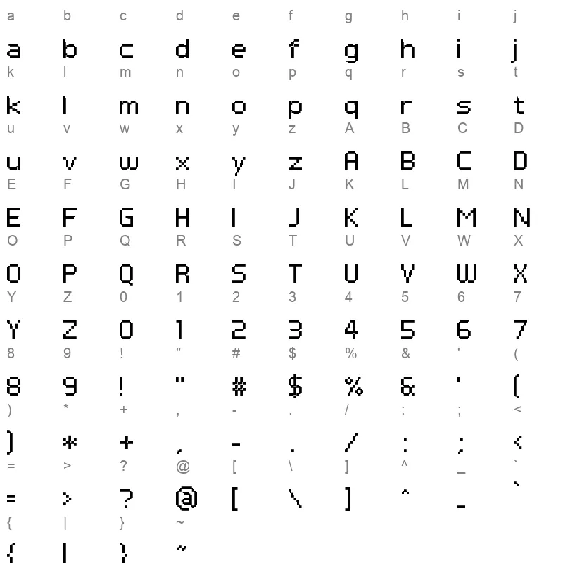 pf tempesta seven Character Map