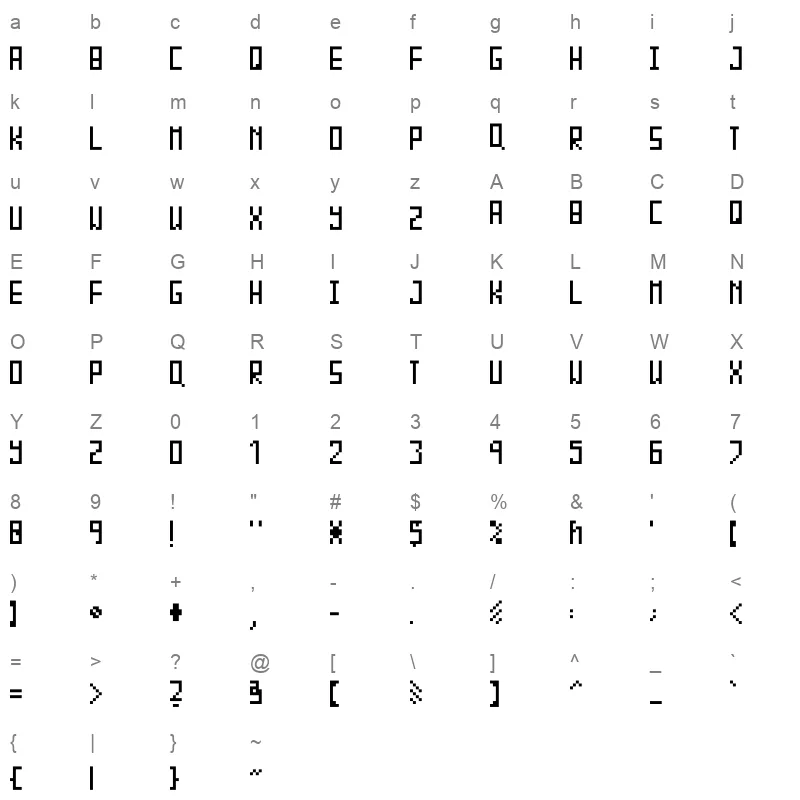 piksalet Character Map