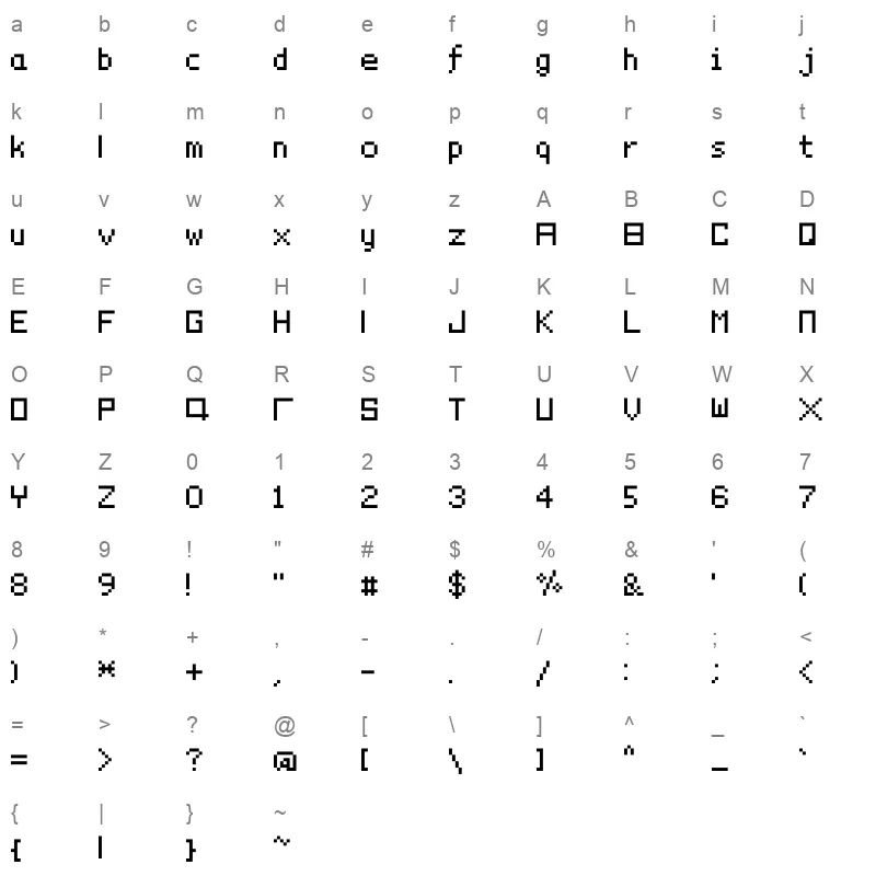 pixelyourlife Character Map