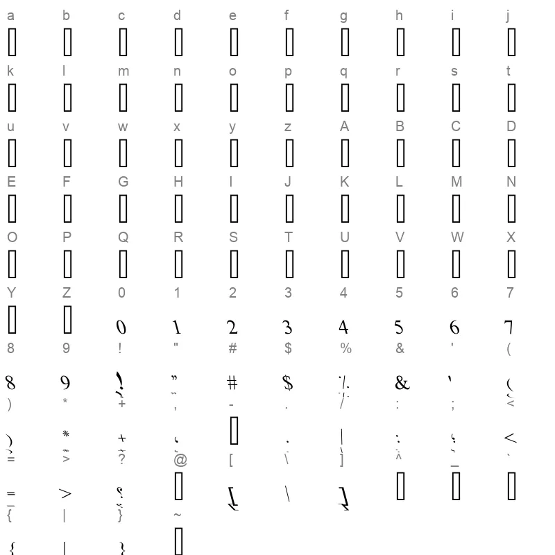 PTBLDMRR Character Map