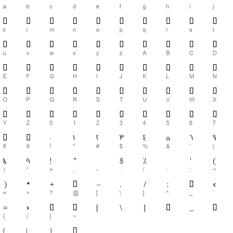 Sara Font Character Map
