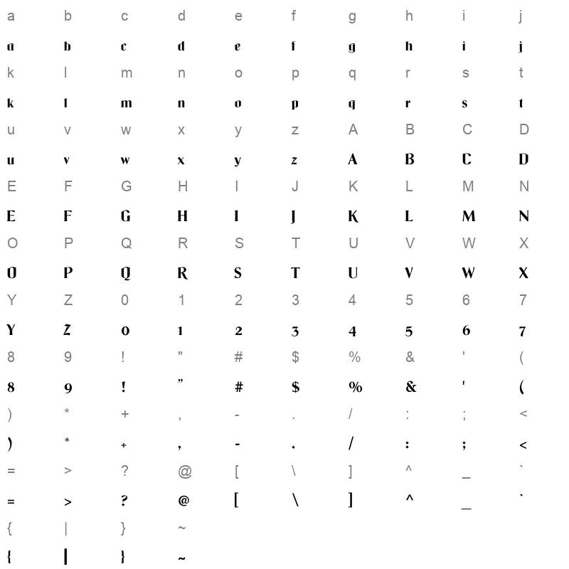Sarkha Font Character Map