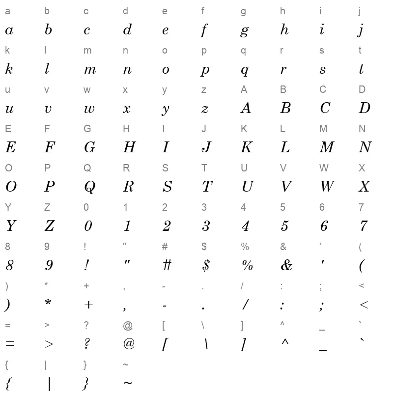 SCHLBKI Character Map
