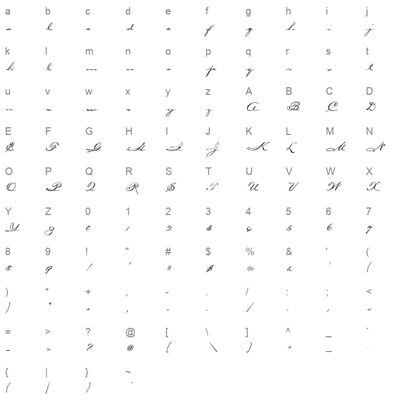 Script16 Character Map