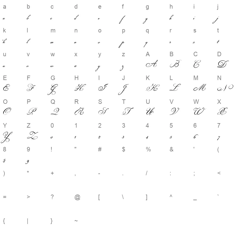 Script17 Character Map