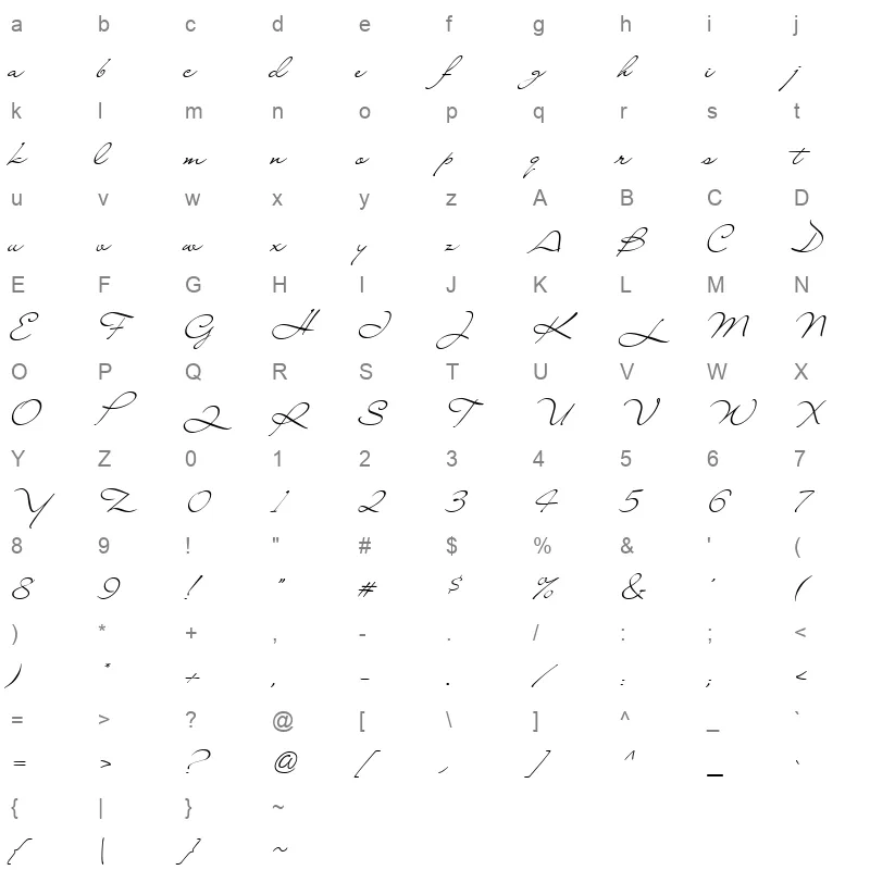 Script26 Character Map