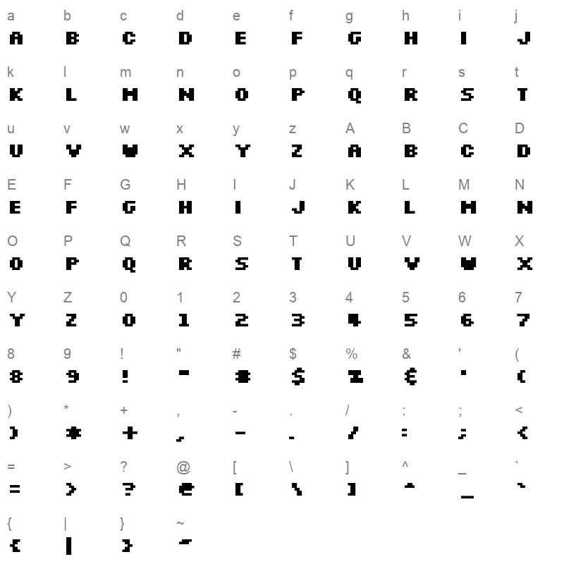 slkscrb Character Map