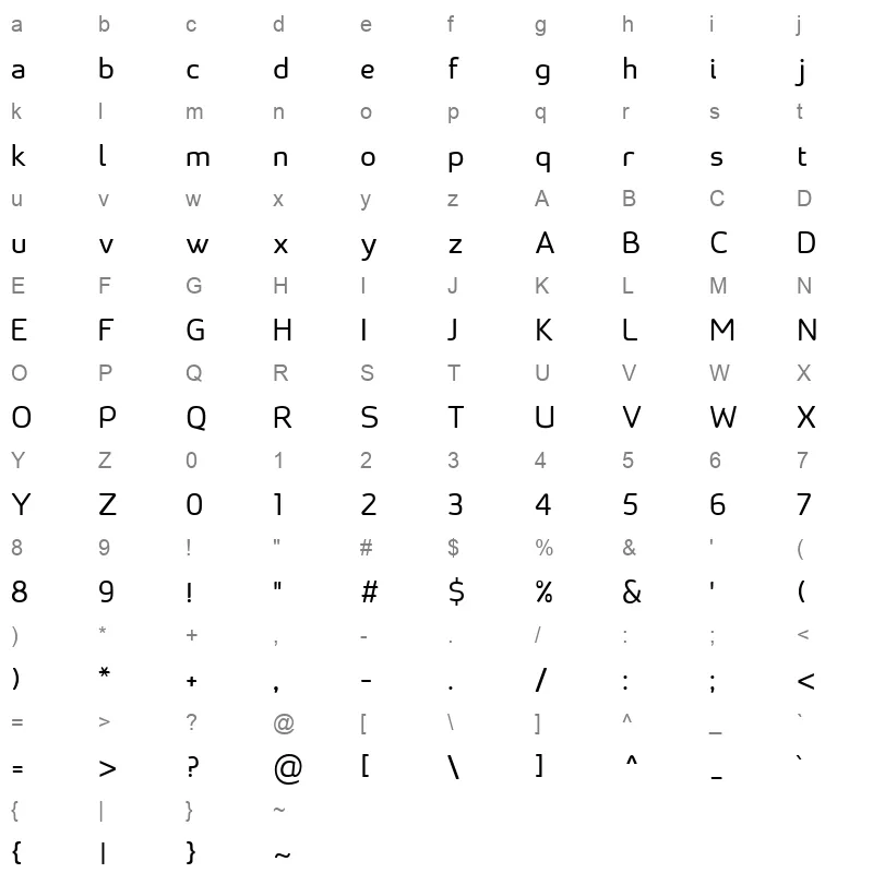 STC Regular Character Map