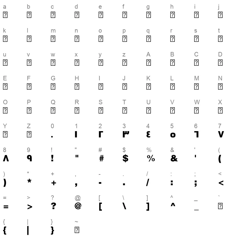Swissra Black Character Map