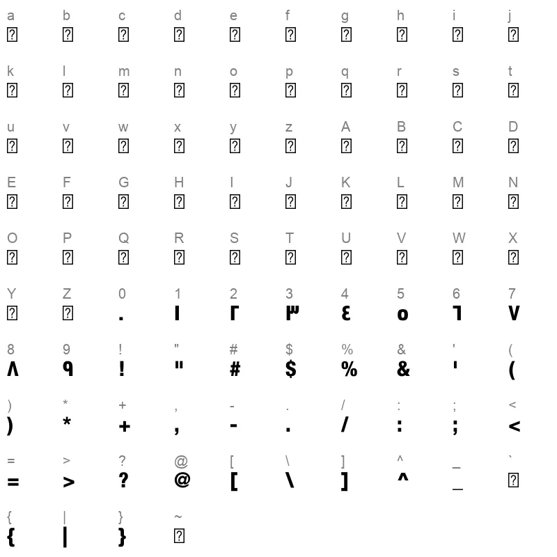 Swissra Condensed Heavy Character Map