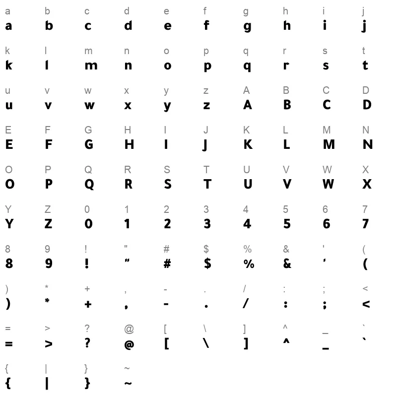 Tajawal Black Character Map