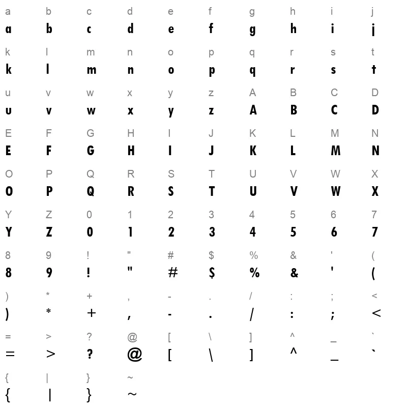 TCCB Character Map