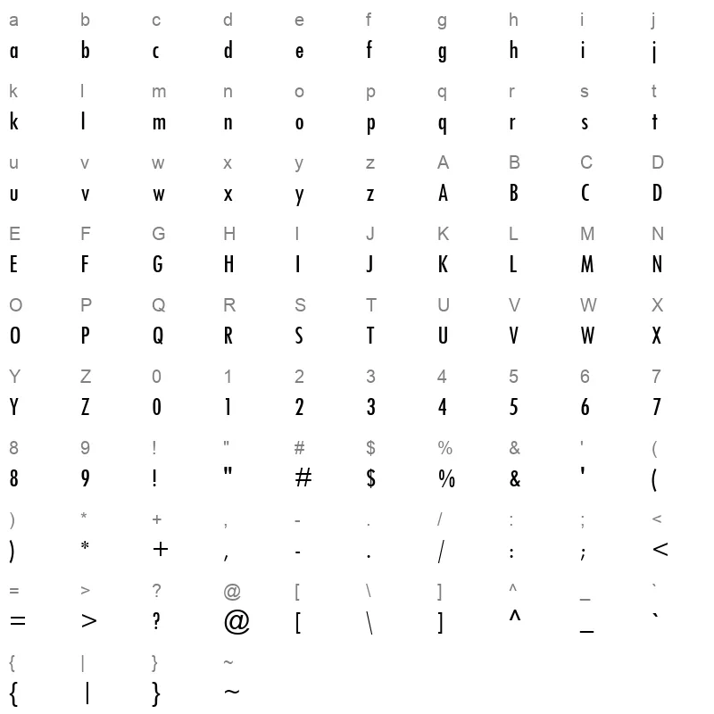 TCCM Character Map