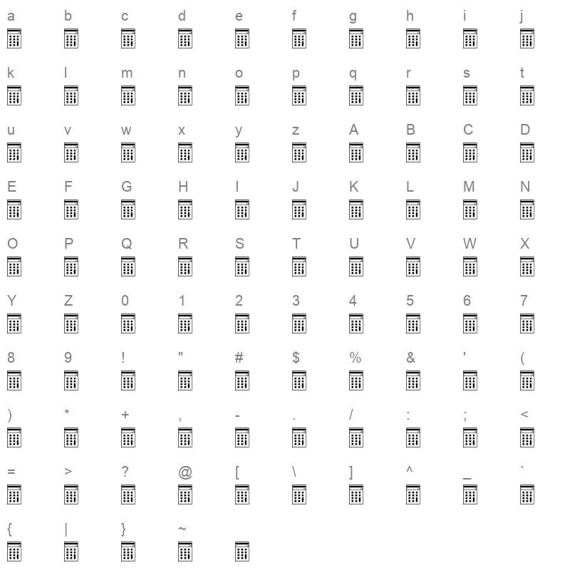 TECHNOLO Character Map