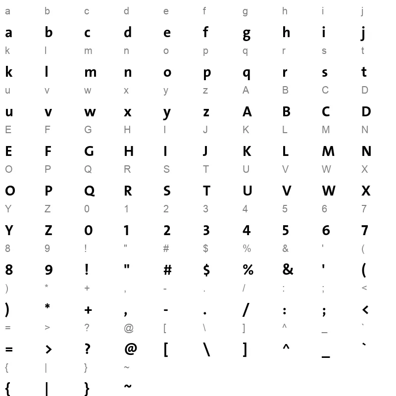 TheSans Bold Character Map
