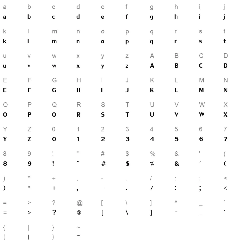 UPCLL Character Map