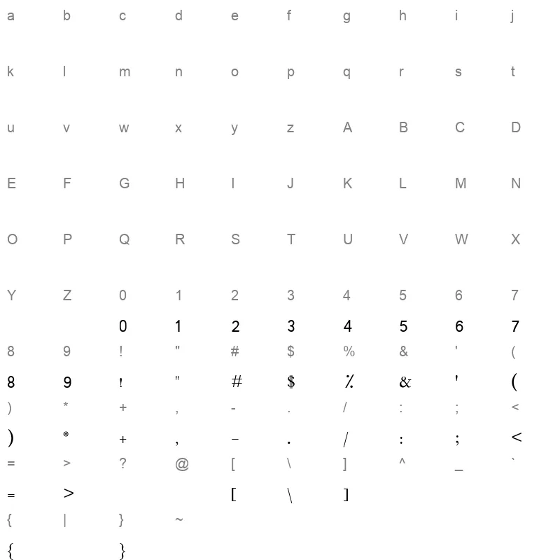 UthmanTN1 Ver09 Character Map