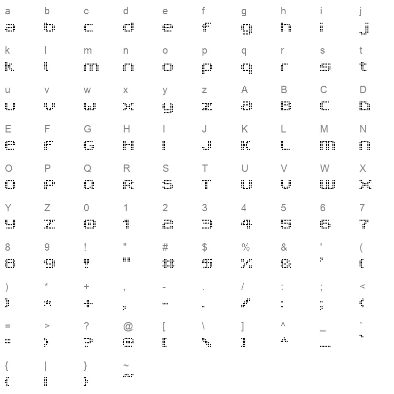 V5PRC Character Map