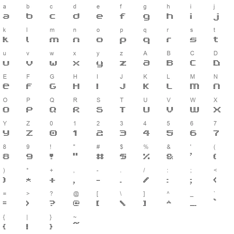 V5PRD Character Map