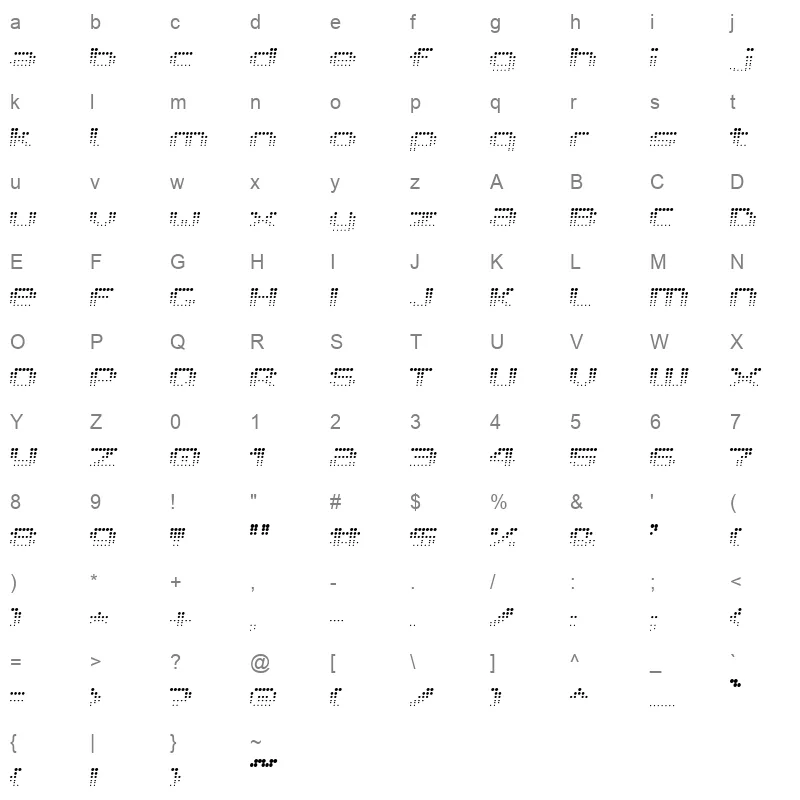 V5PRF Character Map