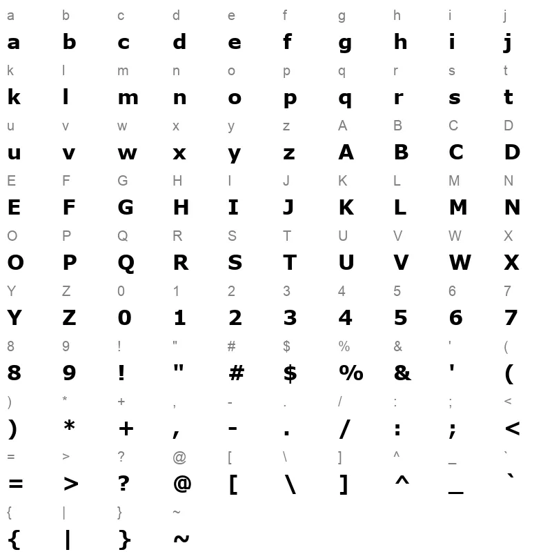 verdanab Character Map