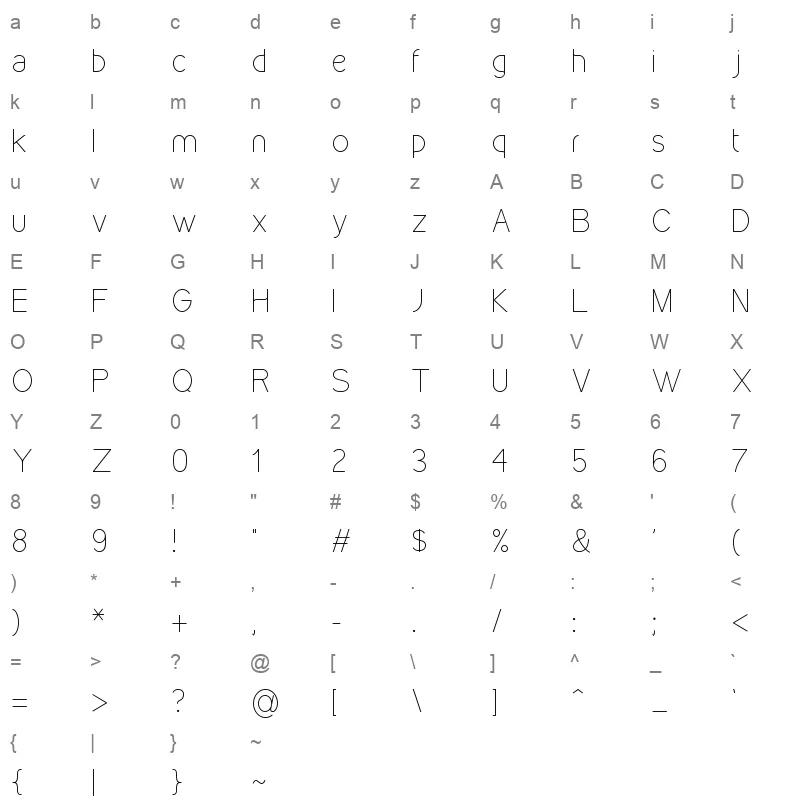 VIP Hakm Thin 2016 Character Map