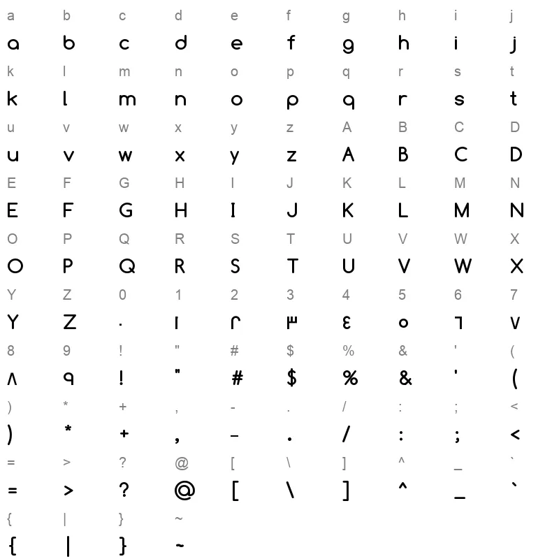 VIP Rawy Bold Character Map